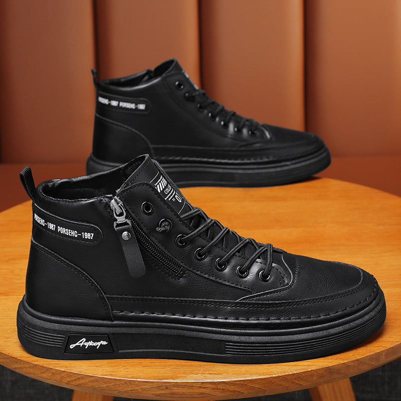 Damen Hochsneaker Leder Robust Mit Reißverschluss