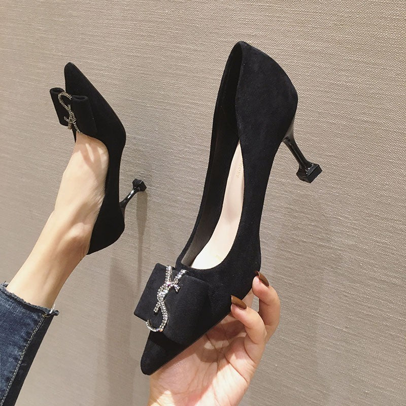 Damen Hochhackige Pumps Blockabsatz Druckknöpfe Schwarz - Norvielle
