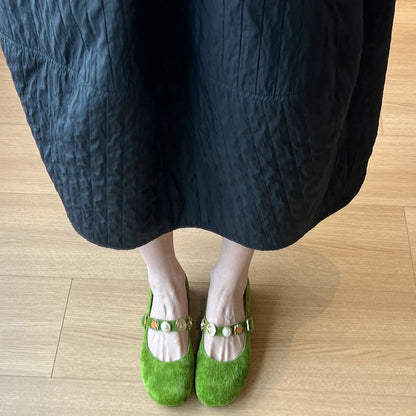 Damen Ballerinas mit Riemen Blumen Verzierungen