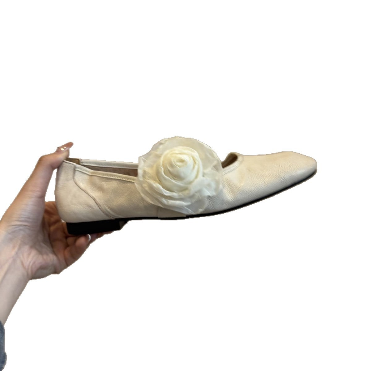 Damen Ballerinas Bequem Blumenapplikation