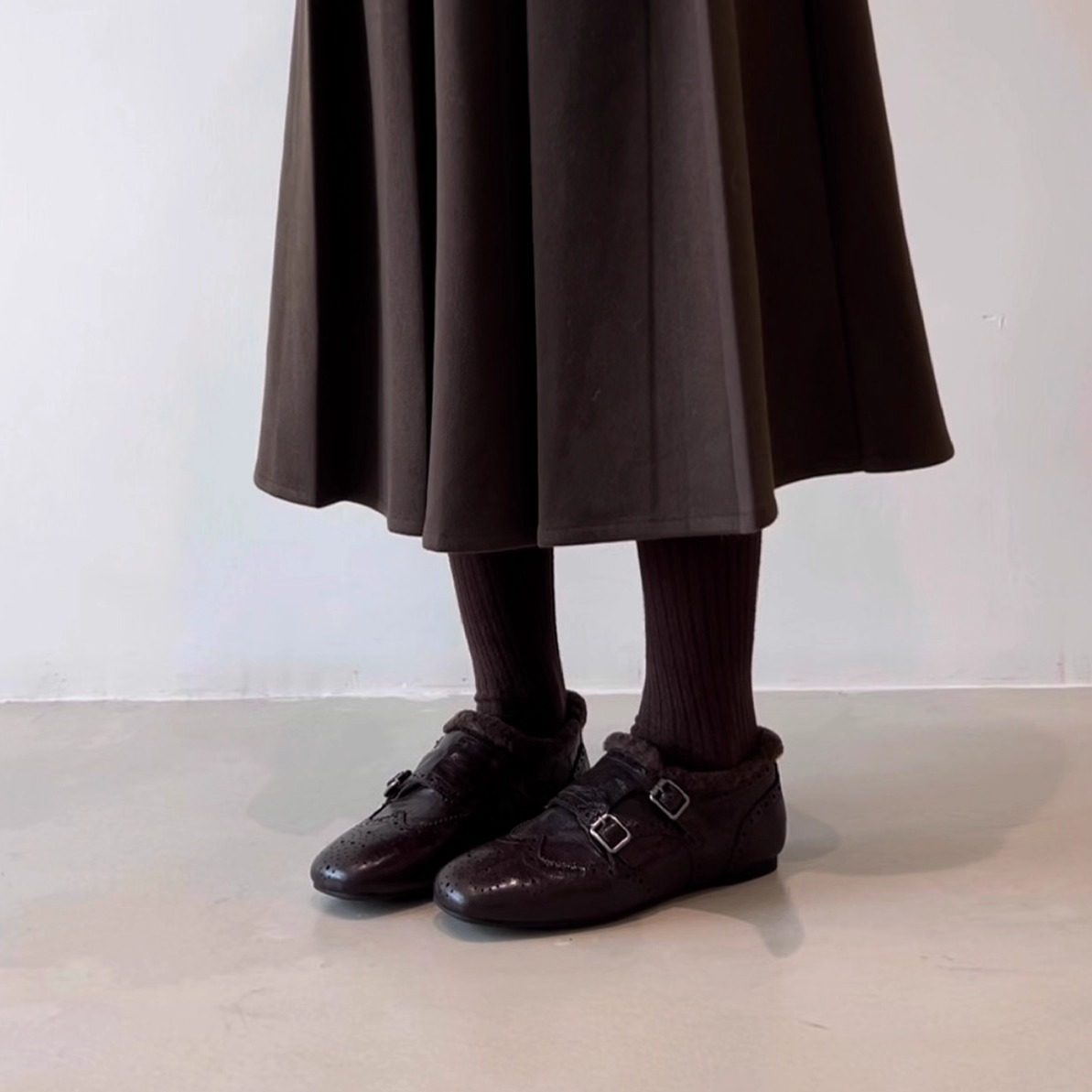 Damen Mokassins Weiches Leder Schnalle Modern
