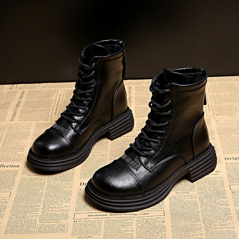 Damen Lederstiefel Combat Boot Robust