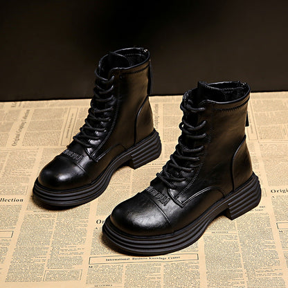 Damen Lederstiefel Combat Boot Robust
