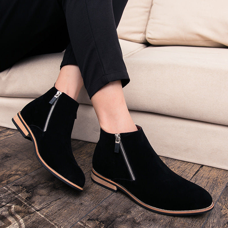 Damen Stiefel Ankle Boots Wildleder Reißverschluss