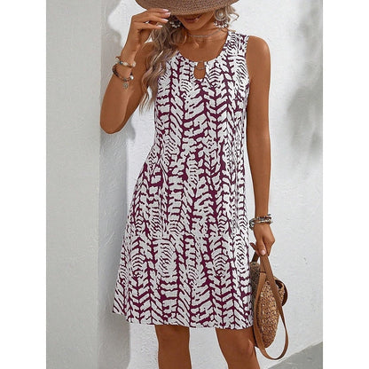 Damen Sommerkleid Ärmellos Floralmuster Modern