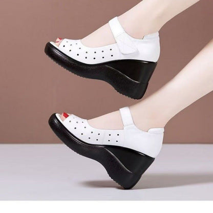 Damen Wedgesandalen Weiches Obermaterial Verstellbarer Riemen