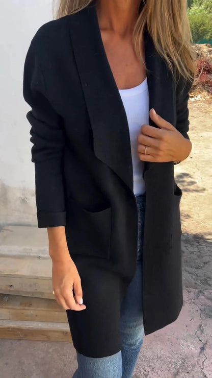 Damen Langcardigan Strick Offene Kanten