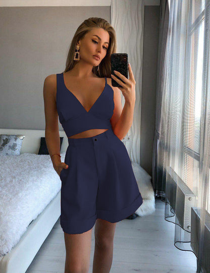 Damen Sportset Crop- und Shorts für Fitness