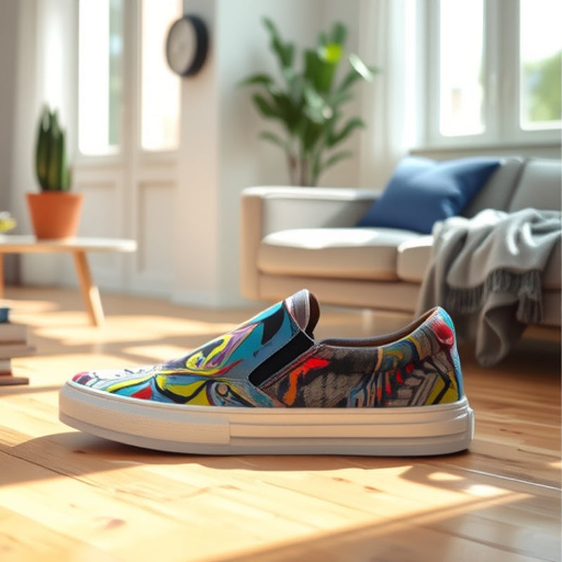 Damen Sneaker Slip-On Bunt Grafik-Design - Norvielle