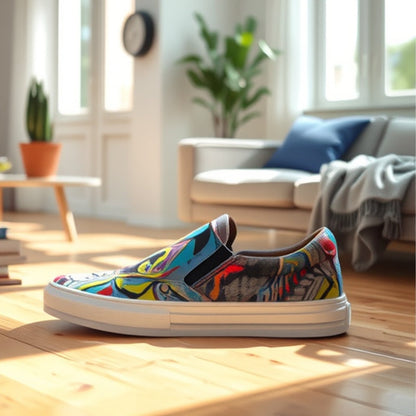 Damen Sneaker Slip-On Bunt Grafik-Design - Norvielle