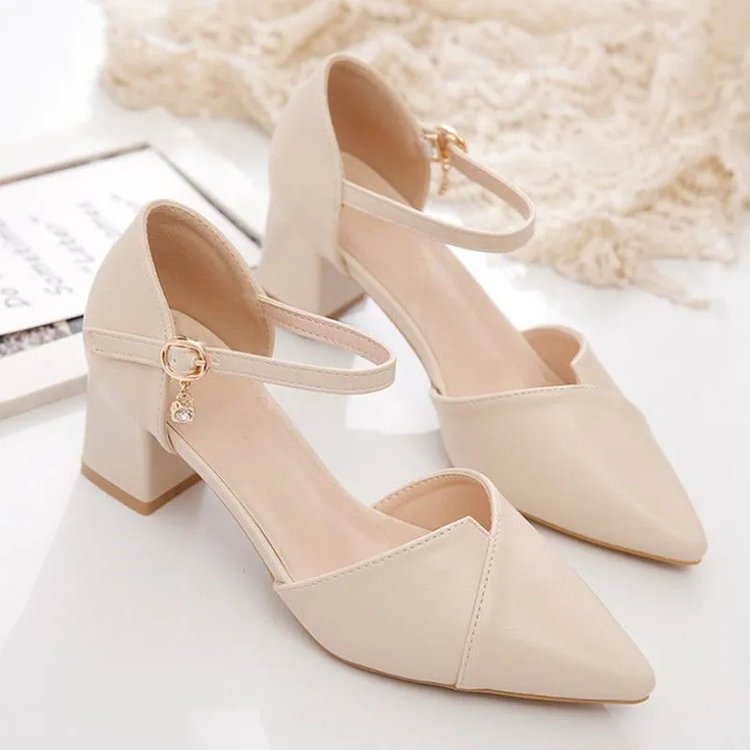 Damen Stilettos Elegante Schnalle Blockabsatz