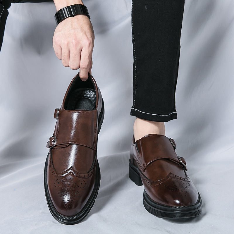 Damen Monk Schuhe Leder Schwarz Elegantes Design - Norvielle