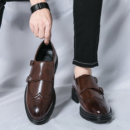Damen Monk Schuhe Leder Schwarz Elegantes Design - Norvielle