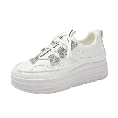 Damen Plattform Sneaker Glitzer Optik