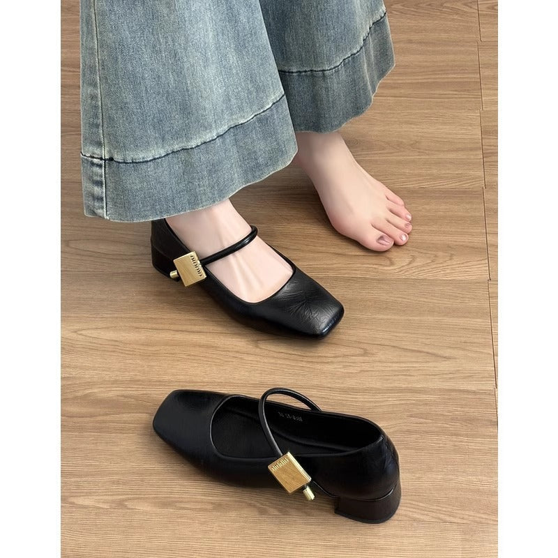 Damen Ballerinas Spitze Elegantes Leder Schwarz - Norvielle
