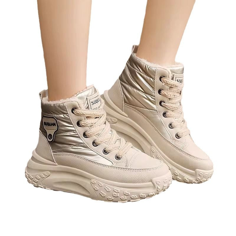 Damen Winterstiefel Hochgeschnürt Warm