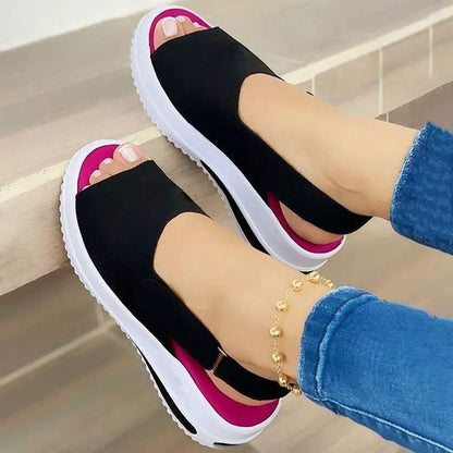 Damen Sandalen Elastisch Bunt Sommer