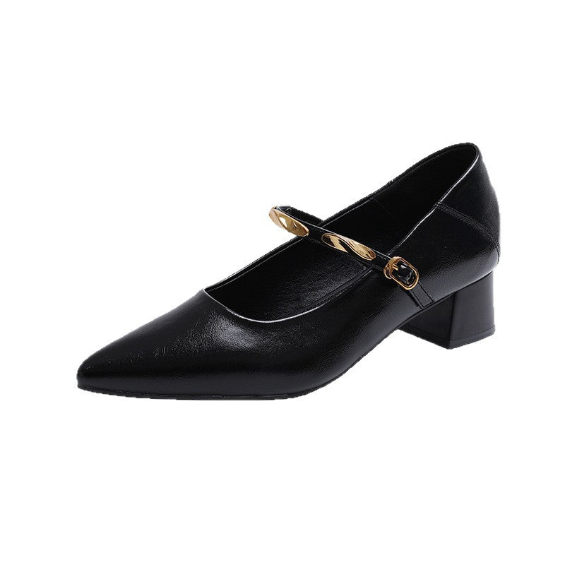 Damen Hochzeitsschuhe Glänzend Kette Eleganter Blockabsatz