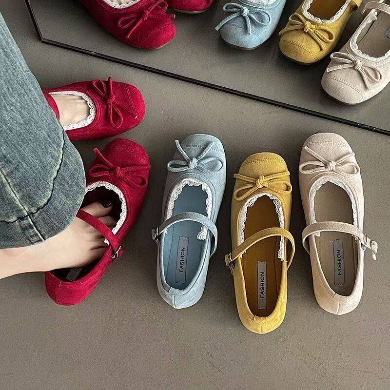 Damen Ballerinas Verstellbarer Riemen Spitze Elegant - Norvielle