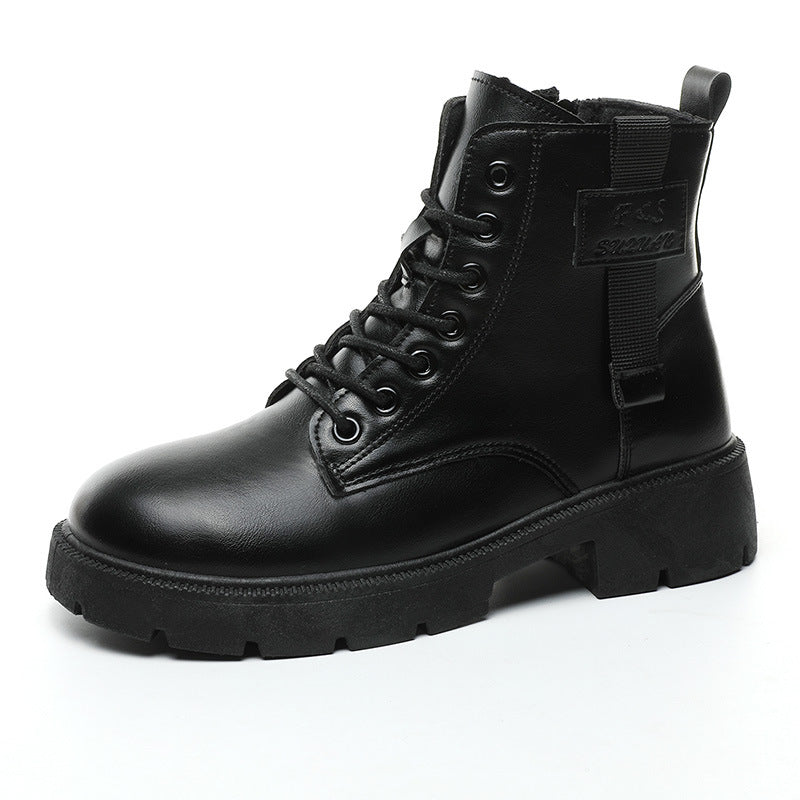 Damen Halbstiefel Schnürung Reißverschluss Robust