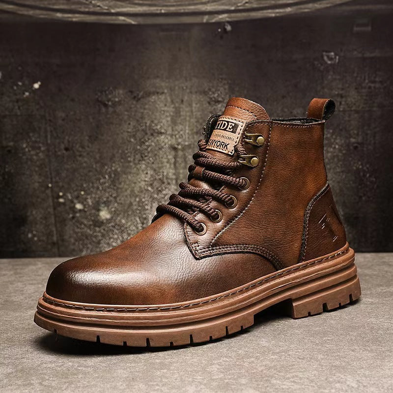 Damen Lederstiefeletten Braun Schnürsenkel
