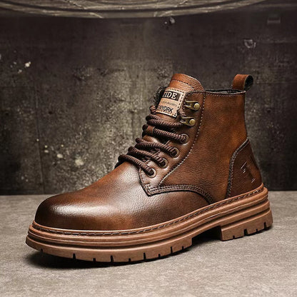 Damen Lederstiefeletten Braun Schnürsenkel
