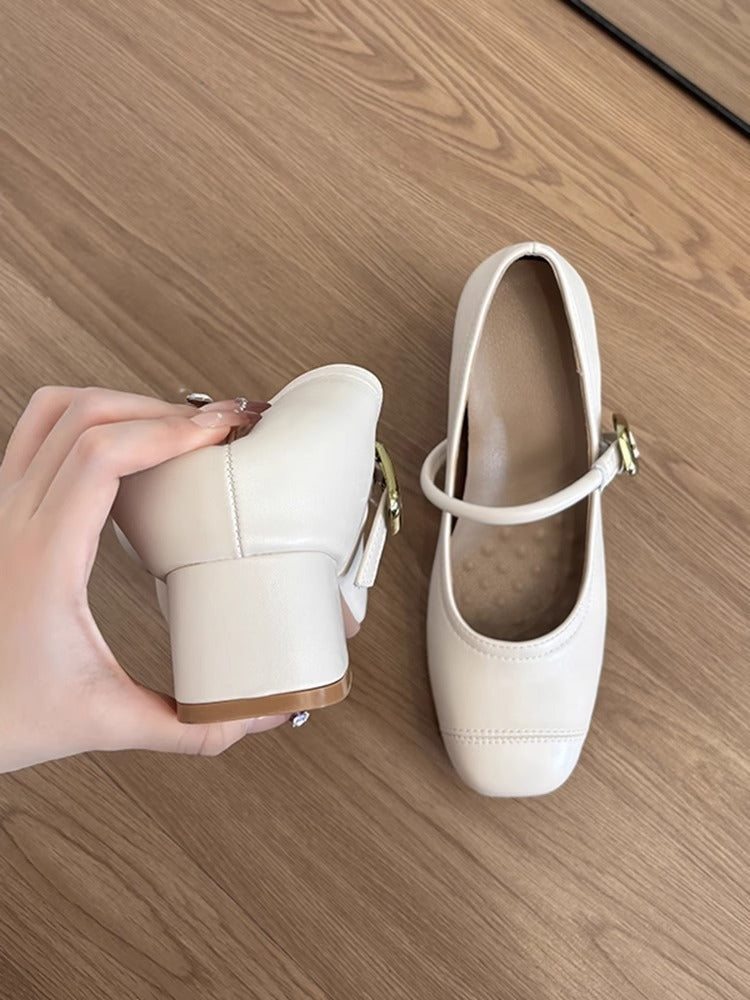 Damen Mary Jane Ballerinas Komfortabeler Blockabsatz