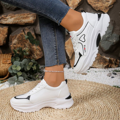 Damen Sneaker Herz-Design Weich Bequem