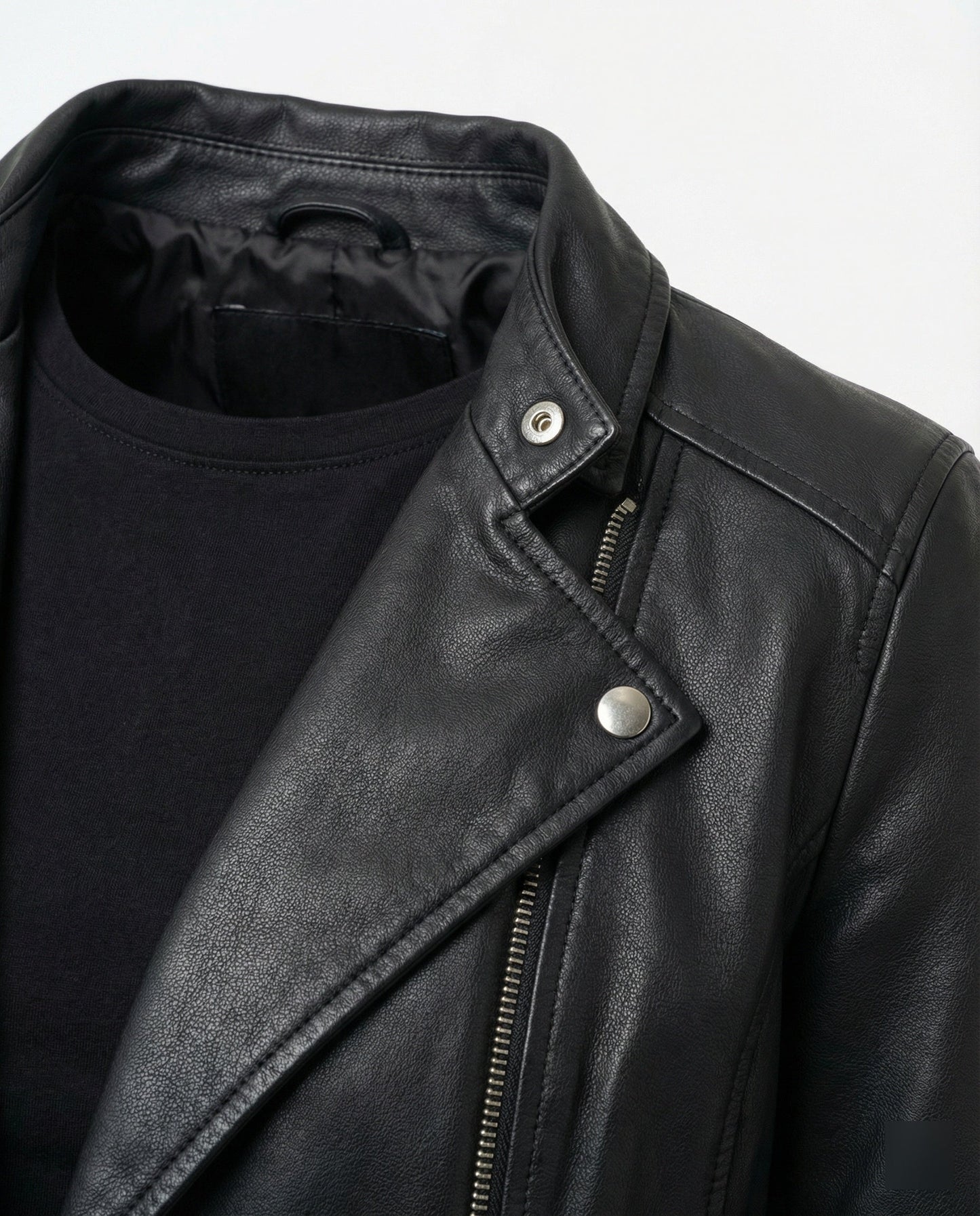 Damen Lederjacke Biker Kurz Tailliert Asymmetrisch
