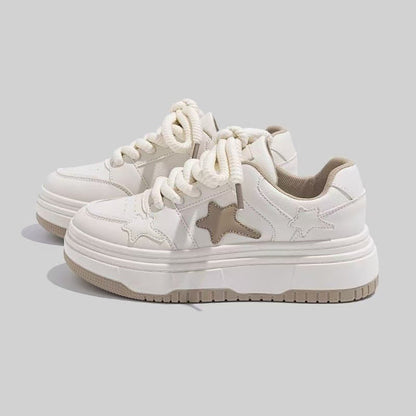 Damen Chunky Sneaker Sternen Muster Schwarz - Norvielle