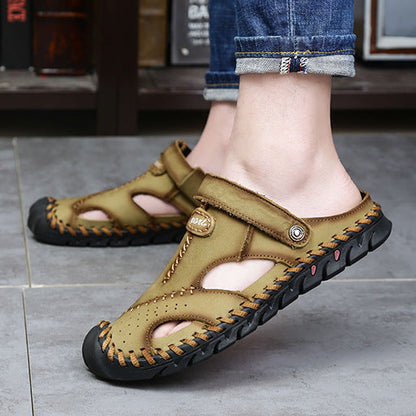 Damen Ledersandalen Elastisch Komfort Sohle