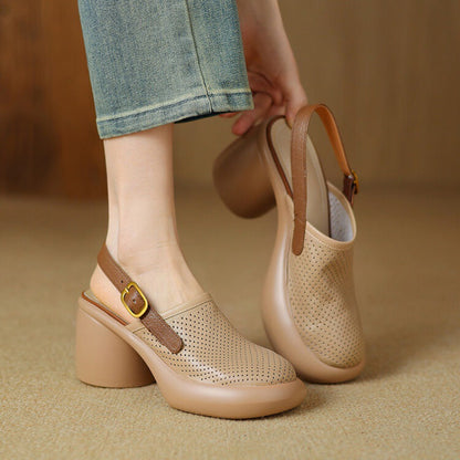 Damen Clogs Atmungsaktives Material Blockabsatz Bequem Elegant