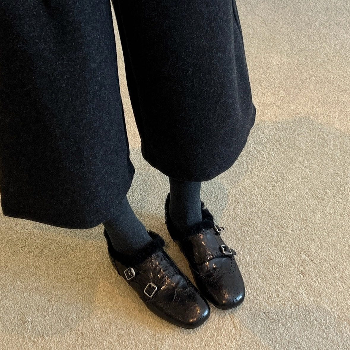 Damen Mokassins Weiches Leder Schnalle Modern