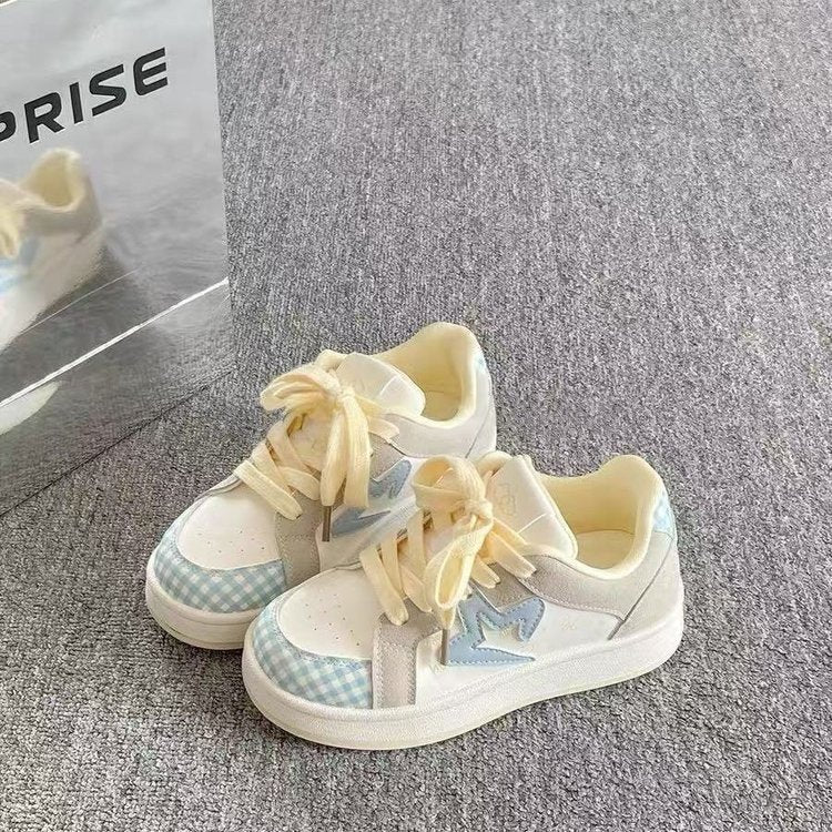 Damen Sneaker Kariert Atmungsaktives Obermaterial Sportlich