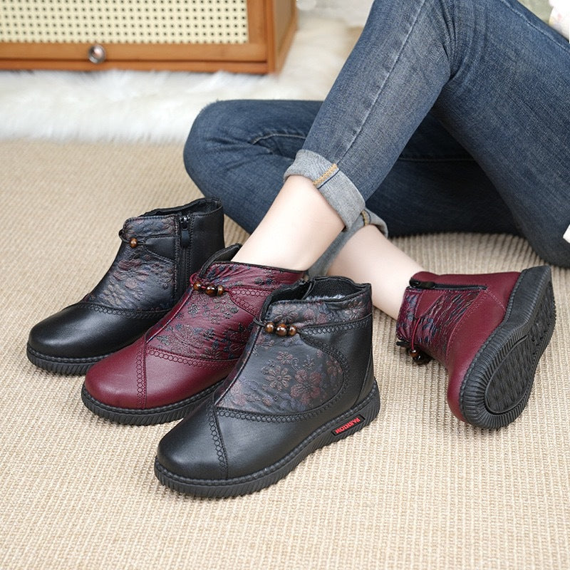 Damen Ankle Boots Schnürverschluss Elegant Floral
