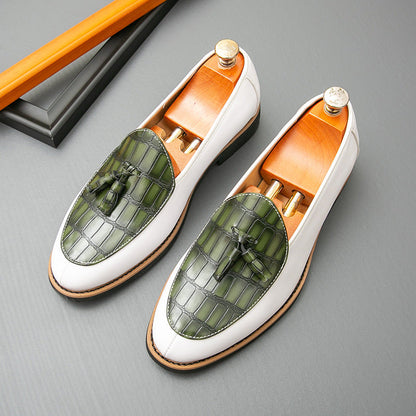 Damen Mokassins Leder Schuhe Elegantes Quasten-Design Braun