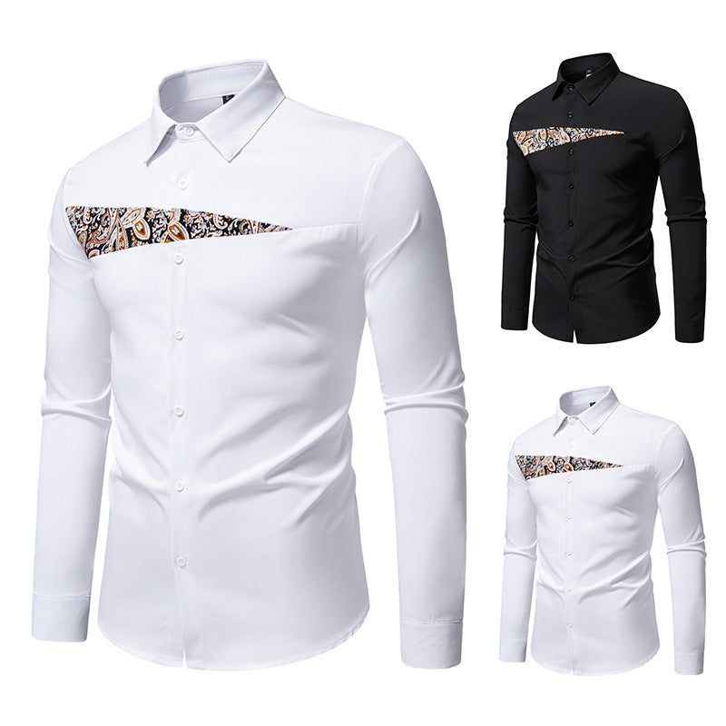 Herren Langarmhemd Paisley-Design Modern