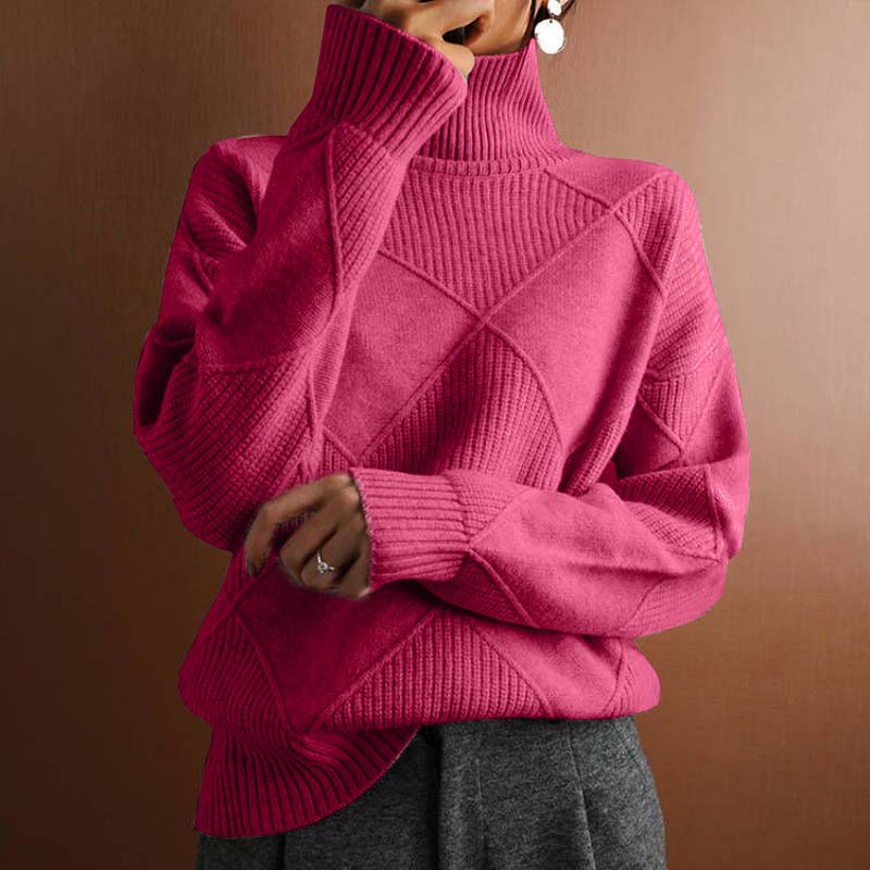 Damen Strickpullover Hoher Hals Warm Winter