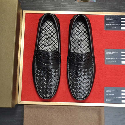 Herren Mokassins Braun Geflochtenes Leder Elegantes Design - Norvielle