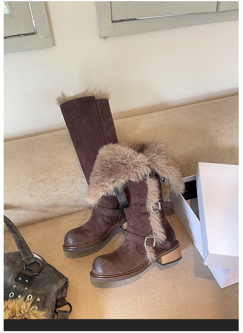 Damen Winterstiefel Robust Schnee Kunstfellkragen