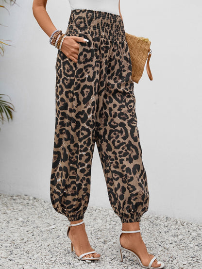 Damen-Hosen Leopardenmuster Elegant Weite