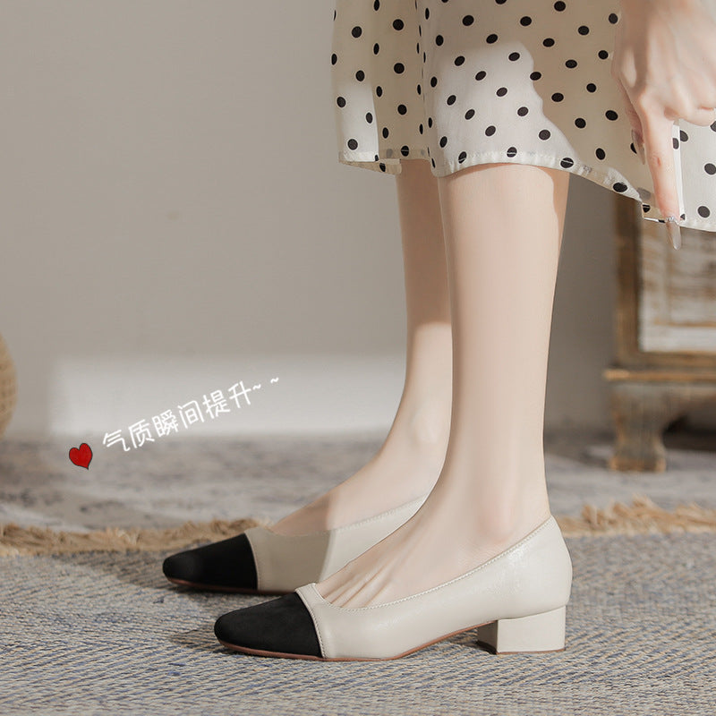 Damen Ballerinas Komfortabel Elegant 3cm Blockabsatz