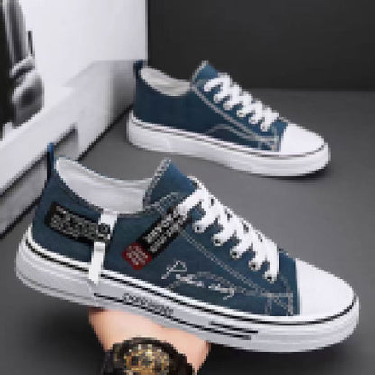 Damen Sneaker Lässig Denim Blau Mit Reißverschluss