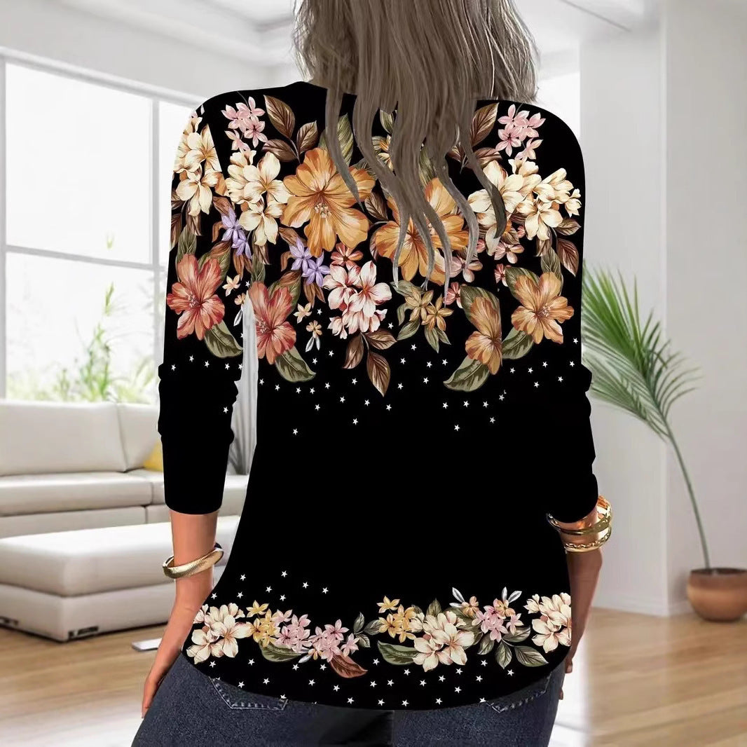 Damenbluse Floraldruck Modern Reißverschluss
