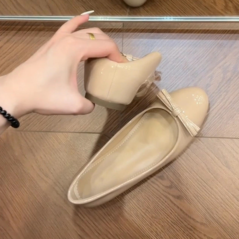 Damen Ballerinas Bequem Schleifen Detail - BerlinGlamour