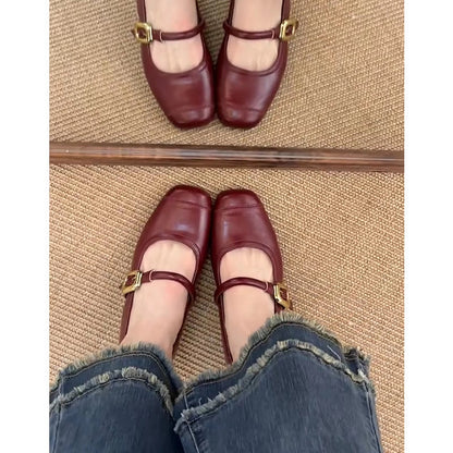 Damen Mary Jane Ballerinas Komfortabeler Blockabsatz