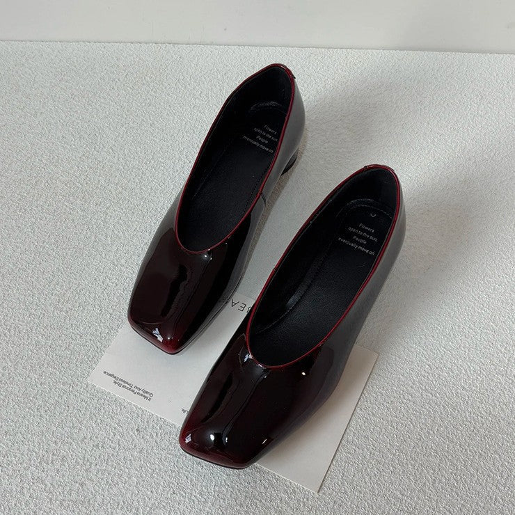 Damen Hochhackige Pumps Glänzend Quadratzehen