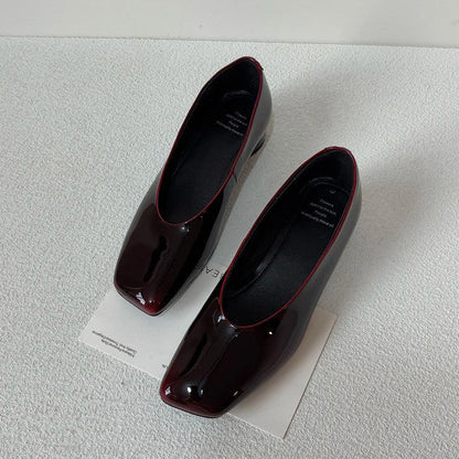 Damen Hochhackige Pumps Glänzend Quadratzehen