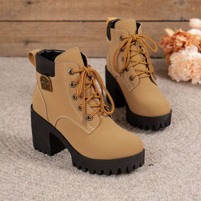 Damen High- Stiefeletten Plateauabsatz