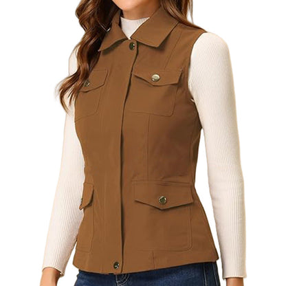 Damen Outdoorweste Funktionsweste Mit Taschen Reißverschluss